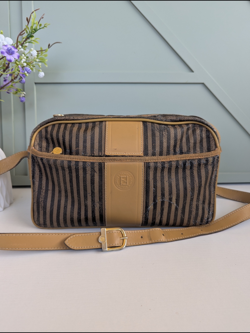 Vintage Fendi Pequin Striped Crossbody
